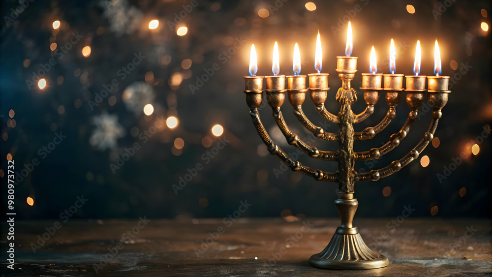 Vibrant Abstract Digital Art of Glowing Hanukkah Candles Surrounded by Swirling Light Effects - Perfect for Holiday Banners and eCommerce Campaigns Vibrant Abstract Digital Art of Glowing Hanukkah Candles Surrounded by Swirling Light Effects - Perfect for Holiday Banners and eCommerce Campaigns