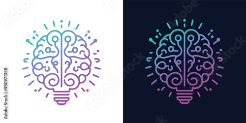 Artificial Intelligence AI Chip in Human Brain. Artificial Intelligence icon with Machine learning, digital skills, generative AI, AI technology, algorithm, virtual intelligence and future