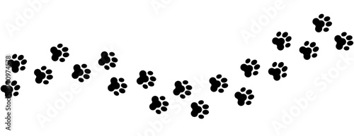 Pet paw path isolated on white background.