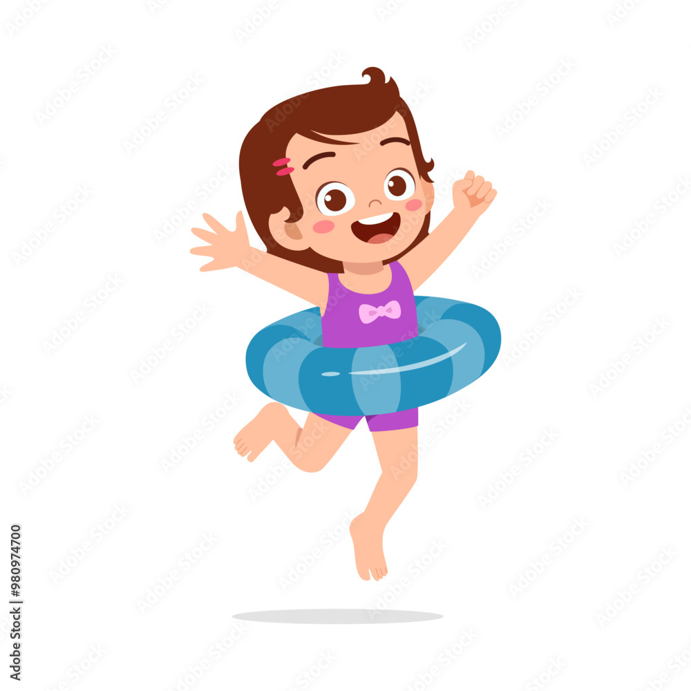 little kid jumping and wear swim ring little kid jumping and wear swim ring
