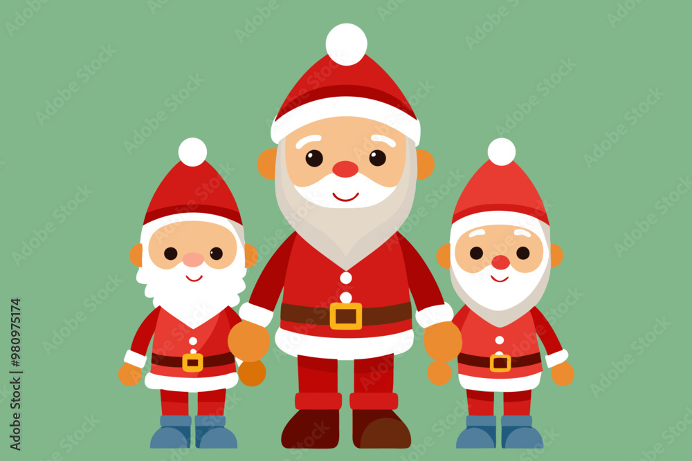 Santa Claus and children characters in red outfits. Collection of cartoon characters for Christmas decoration. Vector illustration. Santa Claus and children characters in red outfits. Collection of cartoon characters for Christmas decoration. Vector illustration.