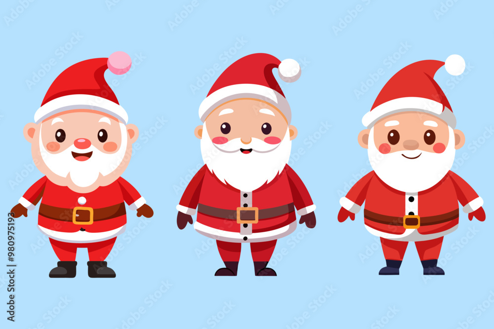 Santa Claus character in red suit collection cartoon character for Christmas decoration. Vector illustration. Santa Claus character in red suit collection cartoon character for Christmas decoration. Vector illustration.