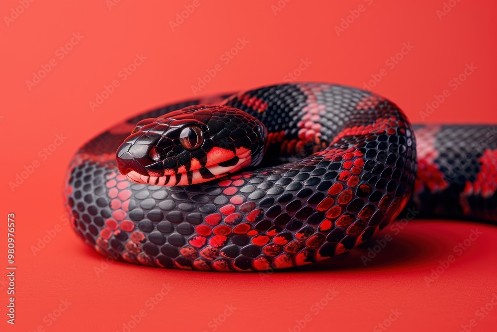 Obraz premium Symbol of the new year - a snake on a plain colored background
