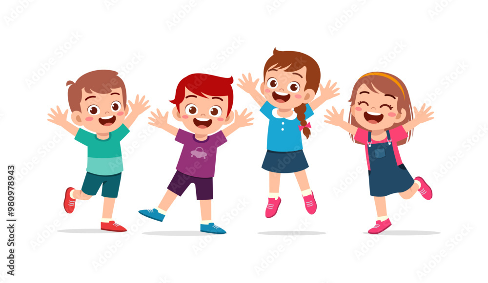 little kid and friend raise hand up little kid and friend raise hand up