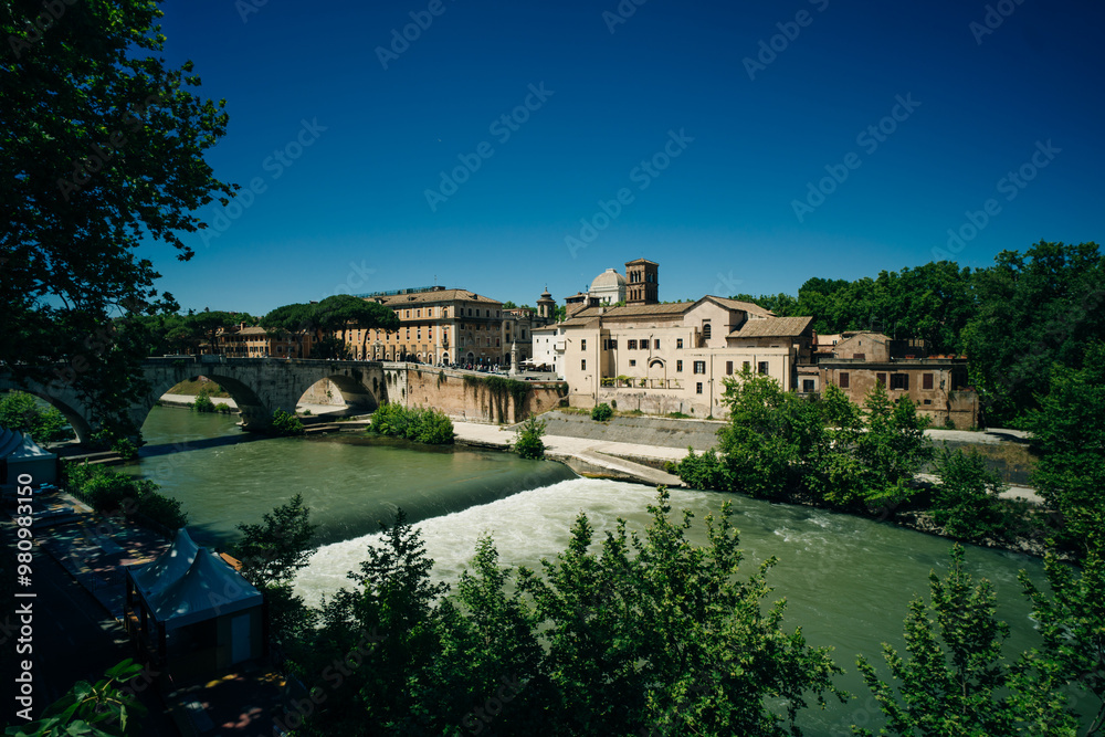 Obraz premium The Tiber river in Rome, Italy - may 2 2024