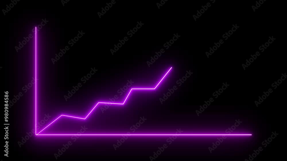 neon shine business graph icon animation on background.
