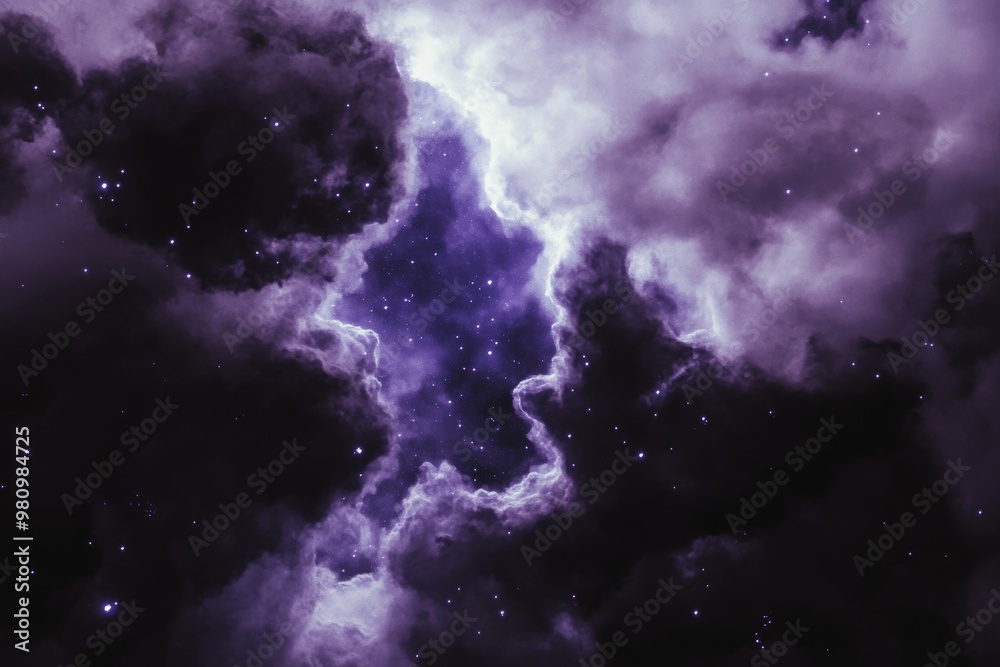 In outer space, we see this stunning nebula. Image generated by a stock photo.