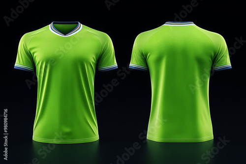 green jersey template for team club, jersey sport, front and back, Tshirt mockup sports jersey template design for football soccer, racing, gaming, sports jersey