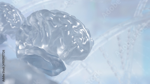 The crystail Brain on white Background  3d rendering.