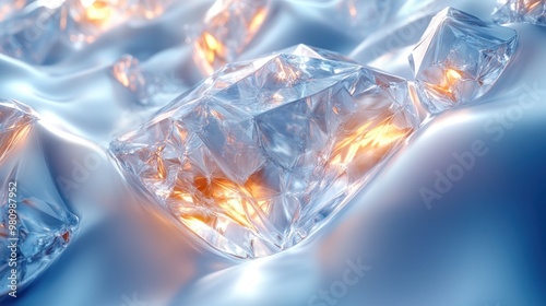 Wallpaper Mural A close-up view of crystalline structures with glowing reflections. Torontodigital.ca