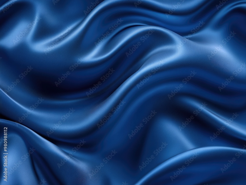 Fototapeta premium Blue Satin Fabric Close Up