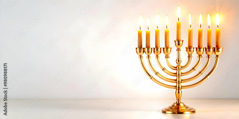 3D Glowing Menorah with Abstract Candle Flames for Hanukkah - Digital Art Concept for Modern Spiritual Ecommerce Banners 3D Glowing Menorah with Abstract Candle Flames for Hanukkah - Digital Art Concept for Modern Spiritual Ecommerce Banners