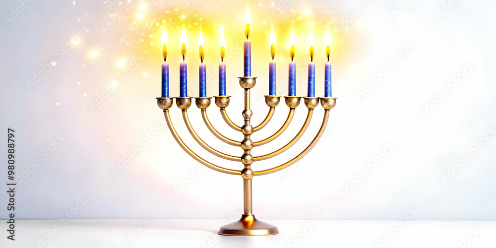 Dynamic Abstract Art of Flat Glowing Hanukkah Candles Surrounded by Neon Sparks - Festive Digital Illustration for Holiday Ecommerce Promotions Dynamic Abstract Art of Flat Glowing Hanukkah Candles Surrounded by Neon Sparks - Festive Digital Illustration for Holiday Ecommerce Promotions