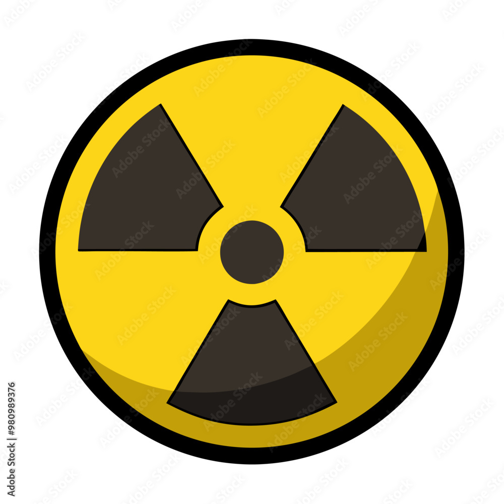A yellow and black radioactive sign with a black border A yellow and black radioactive sign with a black border