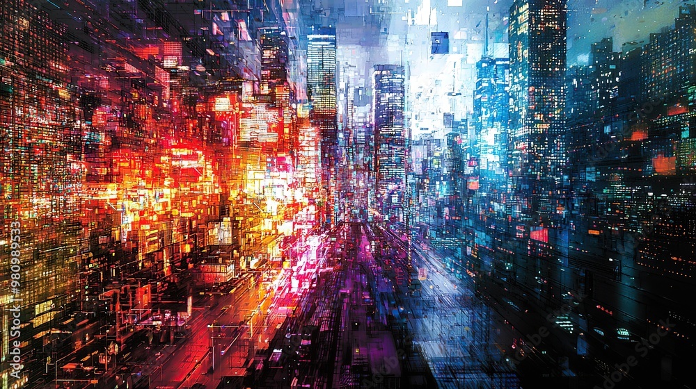 Fototapeta premium Abstract city lights at night.
