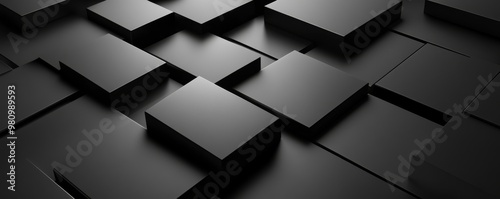 Abstract black 3d geometric pattern with blocks