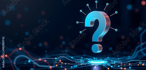 Abstract Technology with Thinking Concept and 2D Question Mark, Ai Generated Images