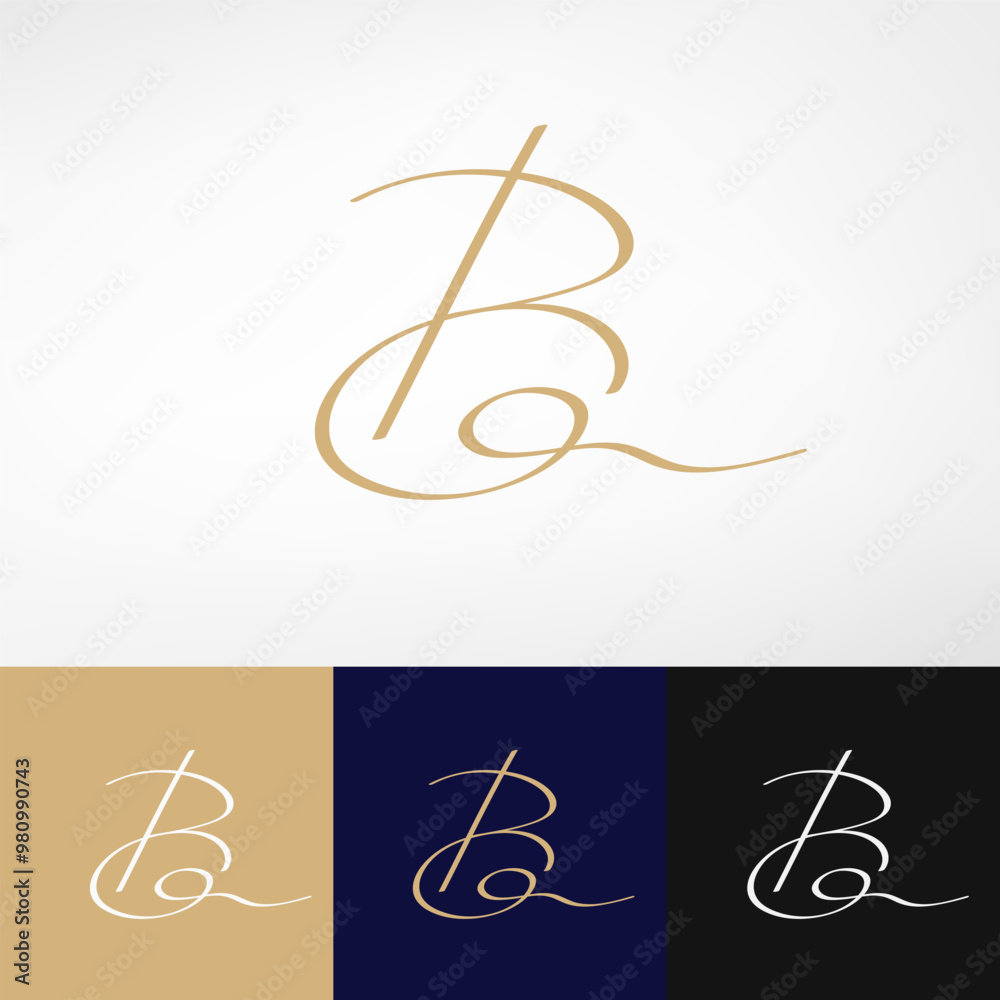 Naklejka premium BG Elegant Signature logo features handwritten abstract thin line design, combining sleek curves and delicate strokes. It's minimalist yet stylish, offering a sophisticated branding look.