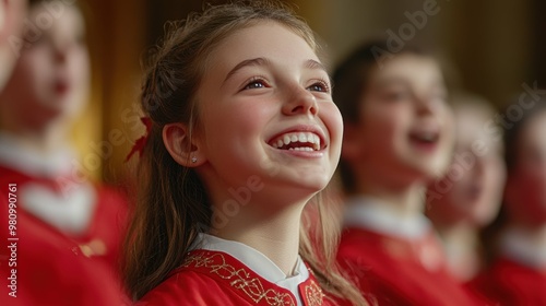 Widescreen frame of a church choir performing a rousing rendition of a beloved carol