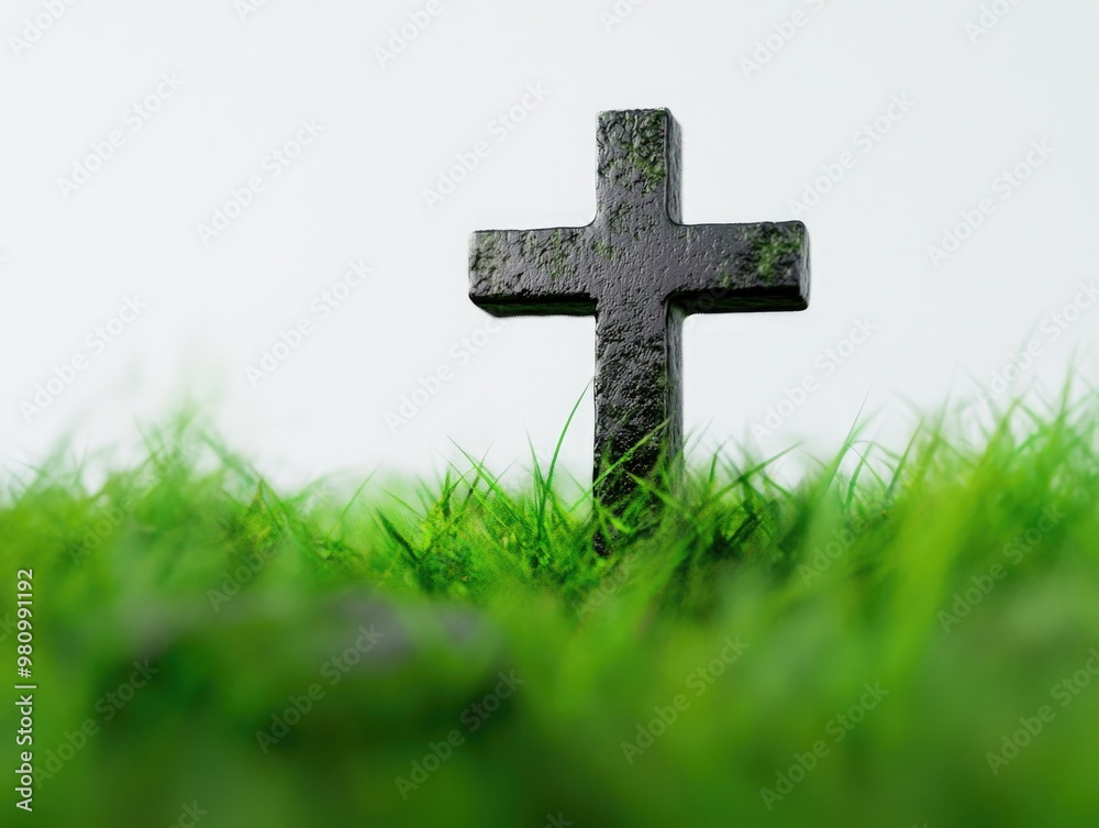 Cross on grassy field Cross on grassy field