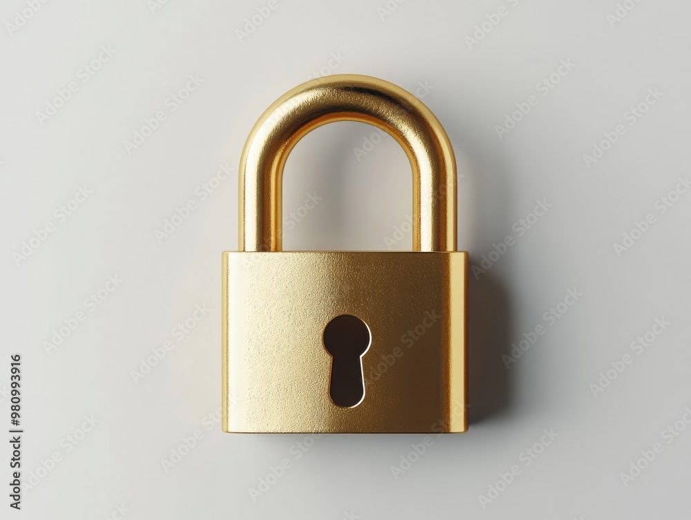 Naklejka premium Golden Padlock on White Surface