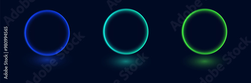 Magic neon light circles of light. Vector illustrator