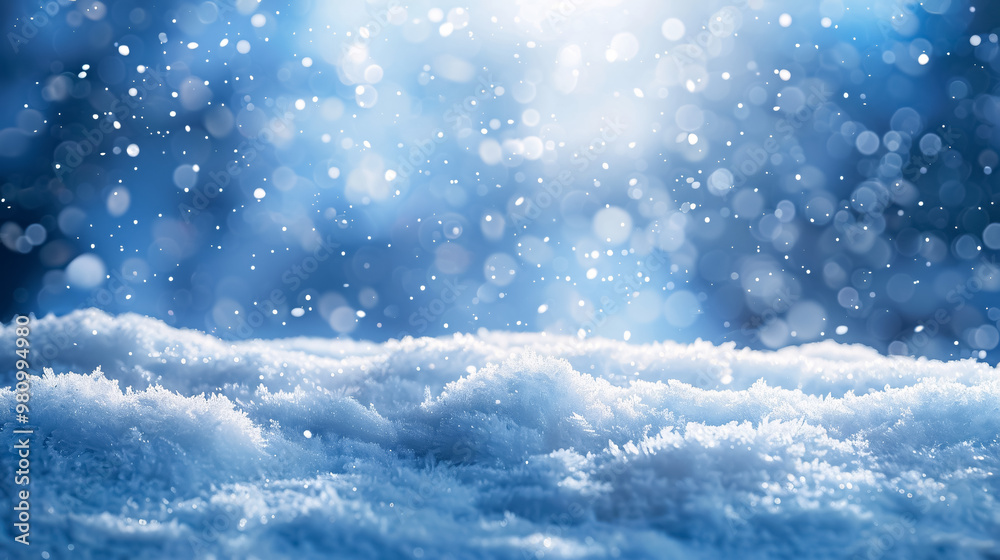Blue Winter Background with Snow and Snowflakes Blue Winter Background with Snow and Snowflakes
