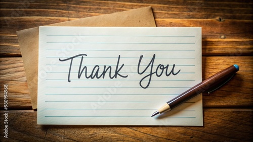 A heartwarming gesture of gratitude through a handwritten thank you note, appreciation, thankfulness, gratitude, handwritten