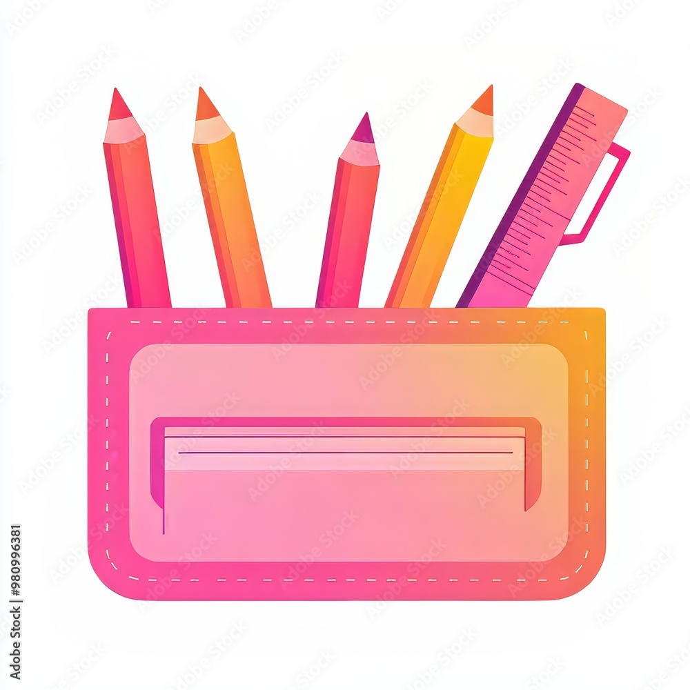 Colorful stationery items arranged in a vibrant design. Colorful stationery items arranged in a vibrant design.