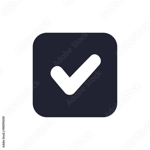 Approved checkmark on white background, marking checkmark, filling questionnaire, checkbox, success symbol, approving, confirming, agreeing flat vector illustration isolated on white background.