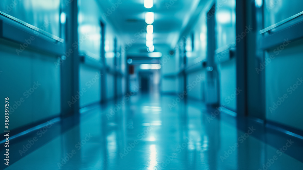 Blurred image of a hospital or clinic corridor Blurred image of a hospital or clinic corridor