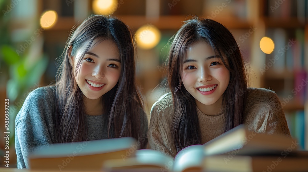 Asian sisters receiving private lessons from a tutor, focused on their schoolwork, homely environment Asian sisters receiving private lessons from a tutor, focused on their schoolwork, homely environment