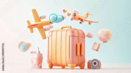 Travel vacation theme suitcase suitcase box illustration photo