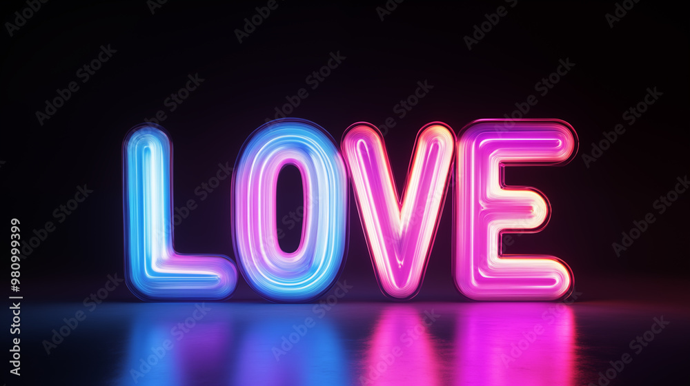 LOVE font neon colorful special effects material

