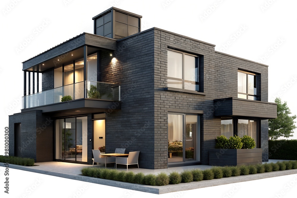 Modern Black Brick Townhouse with Large Windows and Contemporary Design Modern Black Brick Townhouse with Large Windows and Contemporary Design
