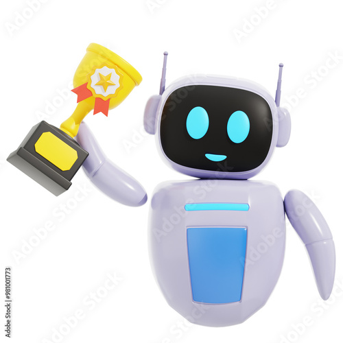 3D Smart Robot with trophy award Illustration