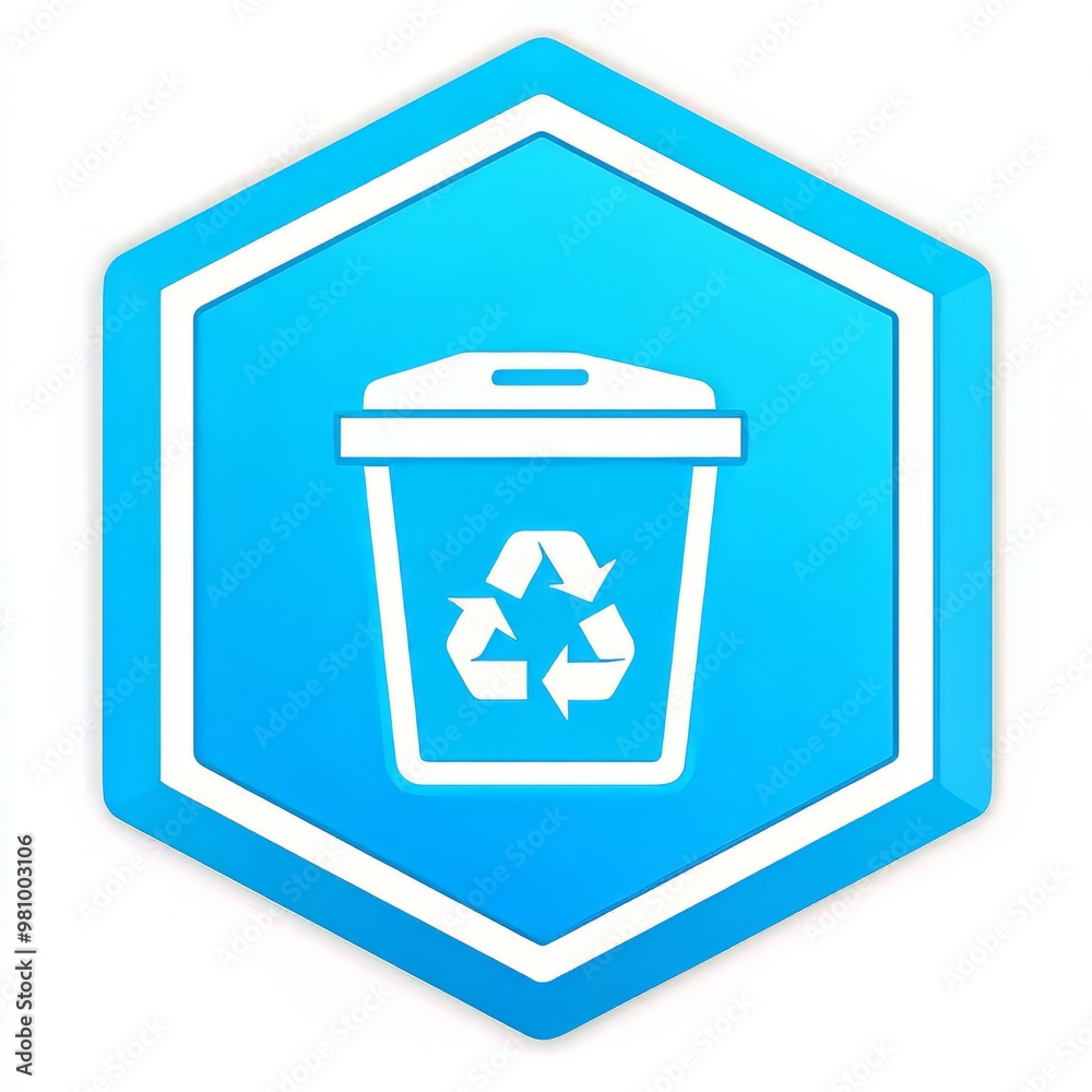 Stylized blue recycling bin icon with a modern design. Stylized blue recycling bin icon with a modern design.
