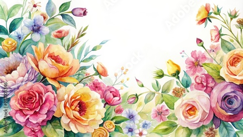 Watercolor flowers on background, watercolor, flowers,background, painting, art, colorful, beautiful, botanical,design, delicate