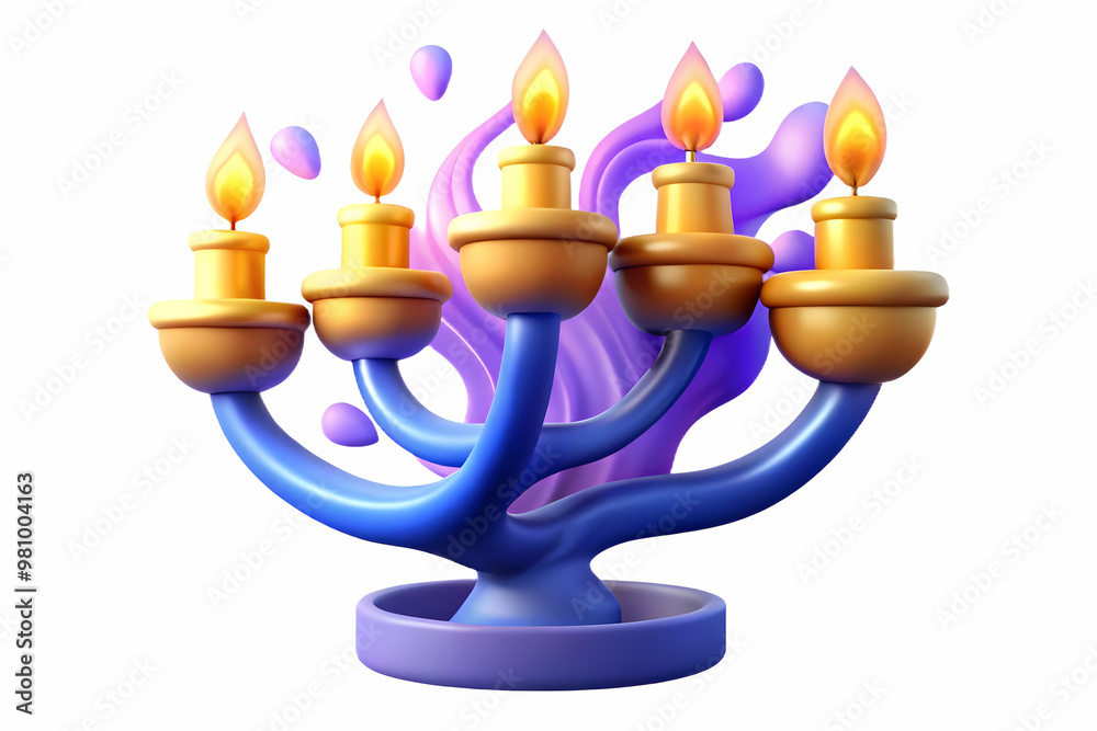 Abstract Digital Art of a Glowing Menorah with Flowing Candle Flames - Modern Spiritual Design for Hanukkah Ecommerce Banners Abstract Digital Art of a Glowing Menorah with Flowing Candle Flames - Modern Spiritual Design for Hanukkah Ecommerce Banners