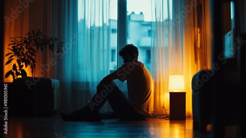 A person sitting alone in a dimly lit room, exhibiting symptoms of depression such as fatigue and disinterest, visually capturing the experience.