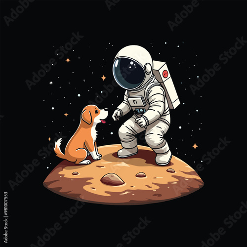 Astronaut  Vector Illustration For T Shirt Design