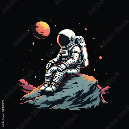 Astronaut  Vector Illustration For T Shirt Design