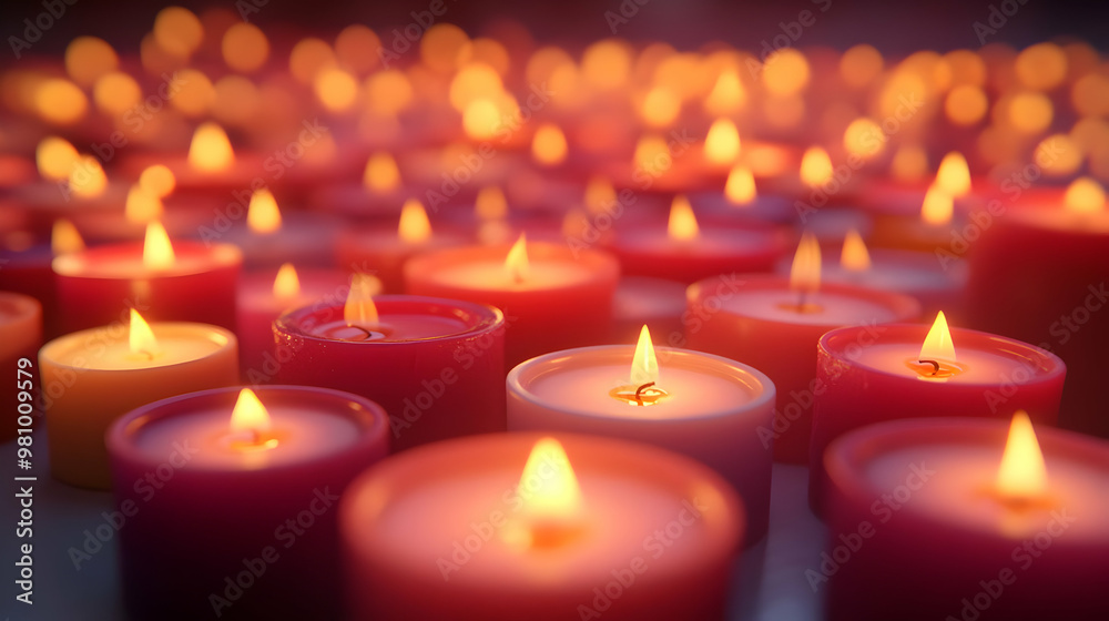 3D Close-Up of New Year Candles: Macro Shot of Beautifully Arranged Warm Light Candles Symbolizing Hope and Celebration for New Year 2025 3D Close-Up of New Year Candles: Macro Shot of Beautifully Arranged Warm Light Candles Symbolizing Hope and Celebration for New Year 2025