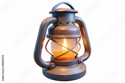 3D Floating Winter Lantern Icon with Glowing Light on White Background - Perfect for Cozy Winter Promotions and Festive Infographics, Close-Up Focus