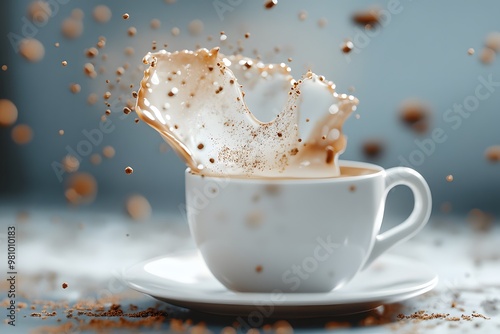 Coffee Splash in a White Cup