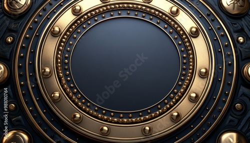 Circular Gold and Black Decorative Frame with Ornate Detailing