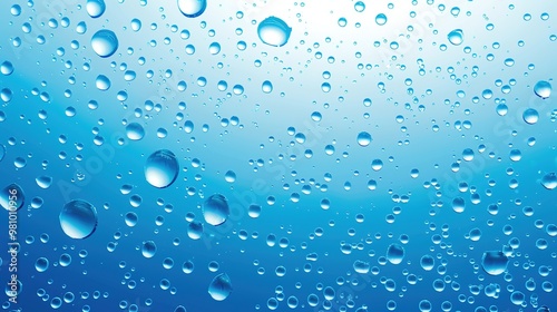 water or rain drops on blue background