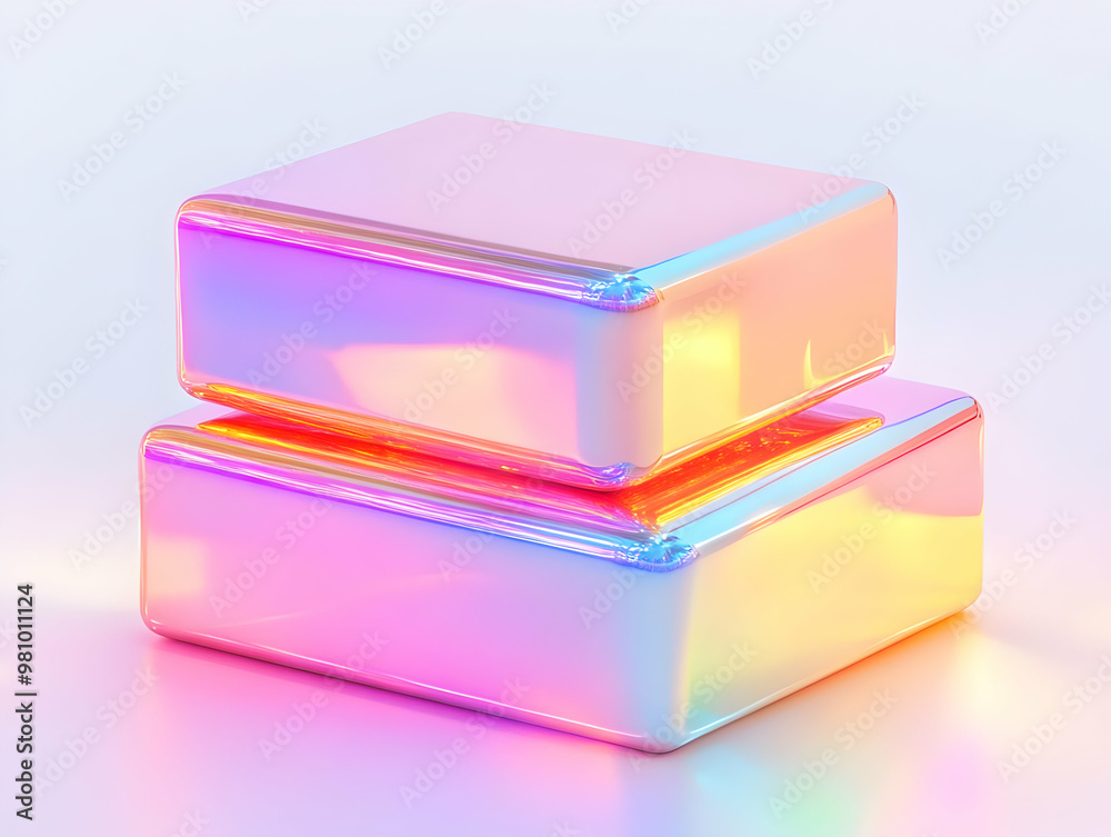 Flat Holographic Gifts Showcase: Vibrant Stack of Shiny Wrapped Presents in Soft Focus - Simple Vector Illustration for Business Themes Flat Holographic Gifts Showcase: Vibrant Stack of Shiny Wrapped Presents in Soft Focus - Simple Vector Illustration for Business Themes