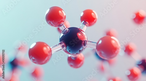 3D representation of clioquinol molecule showcasing its molecular structure with a ball and stick model and structural chemical formula photo