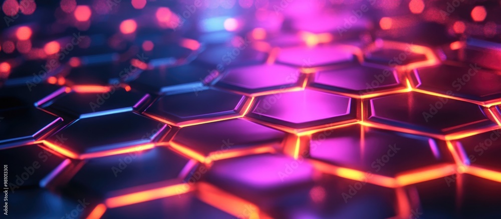 Vibrant neon abstract background with a soft focus Illustrative honeycomb design Advanced technology backdrop featuring hexagonal patterns Vibrant neon abstract background with a soft focus Illustrative honeycomb design Advanced technology backdrop featuring hexagonal patterns